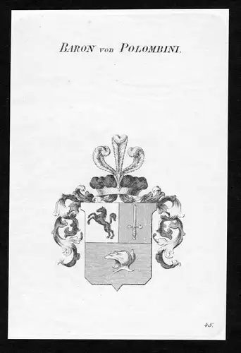 Baron von Polombini - Polombini Wappen Adel coat of arms heraldry Heraldik Kupferstich