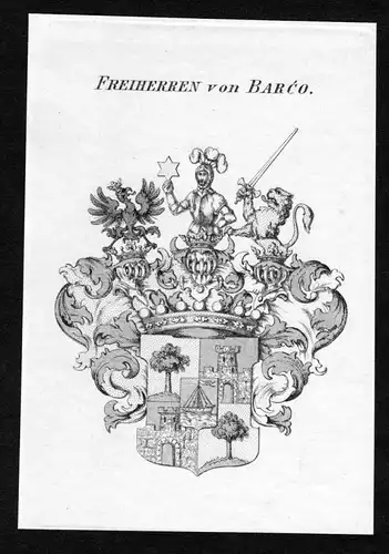 Freiherren von Barco - Barco Wappen Adel coat of arms heraldry Heraldik Kupferstich