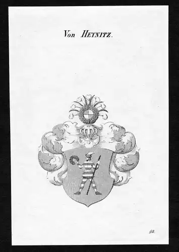 Von Heynitz - Heynitz Heinitz Haynitz Wappen Adel coat of arms heraldry Heraldik Kupferstich