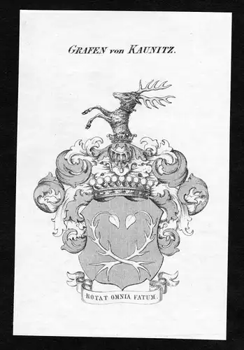 Grafen von Kaunitz - Kaunitz Wappen Adel coat of arms heraldry Heraldik Kupferstich