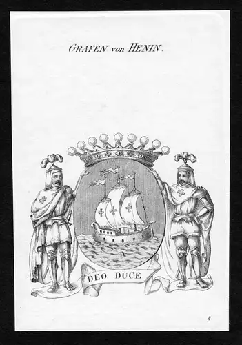 Grafen von Henin - Henin Wappen Adel coat of arms heraldry Heraldik Kupferstich