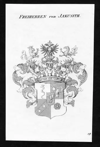 Freiherren von Jakusith - Jakusith Wappen Adel coat of arms heraldry Heraldik Kupferstich