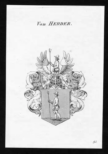 Von Herder - Herder Wappen Adel coat of arms heraldry Heraldik Kupferstich