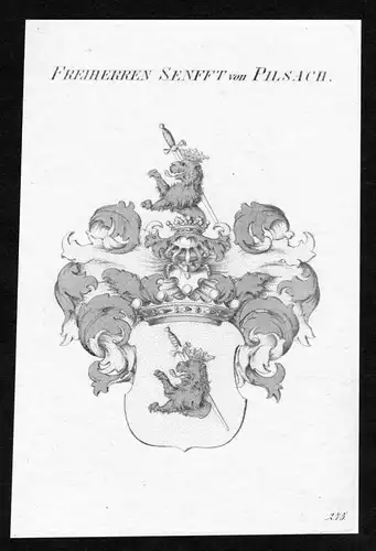 Freiherren Senfft von Pilsach - Senfft von Pilsach Wappen Adel coat of arms heraldry Heraldik Kupferstich