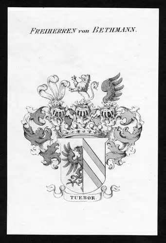 Freiherren von Bethmann - Bethmann Wappen Adel coat of arms heraldry Heraldik Kupferstich