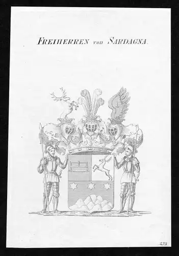Freiherren von Sardagna - Sardagna Wappen Adel coat of arms heraldry Heraldik Kupferstich