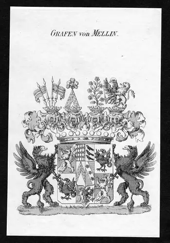 Grafen von Mellin - Mellin Wappen Adel coat of arms heraldry Heraldik Kupferstich
