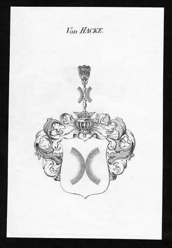 Von Hacke - Hake Wappen Adel coat of arms heraldry Heraldik Kupferstich