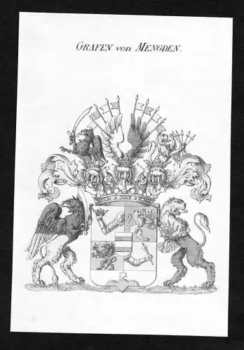 Grafen von Mengden - Mengden Wappen Adel coat of arms heraldry Heraldik Kupferstich