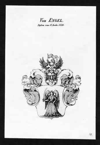 Von Engel - Engel Wappen Adel coat of arms heraldry Heraldik Kupferstich