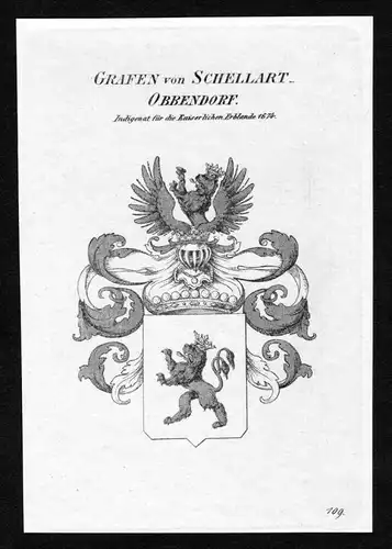 Grafen von Schellart-Obbendorf - Schellart von Obbendorf Wappen Adel coat of arms heraldry Heraldik Kupferstic
