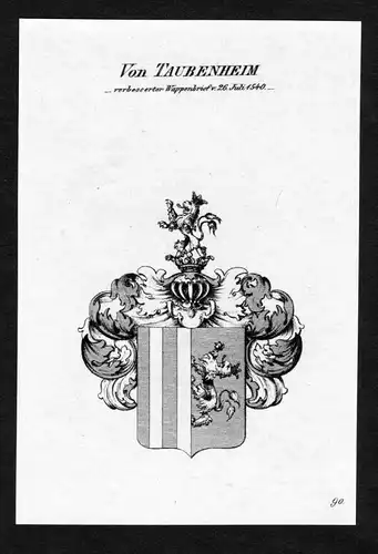 Von Taubenheim - Taubenheim Wappen Adel coat of arms heraldry Heraldik Kupferstich