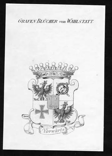 Grafen Blücher von Wahlstatt - Blücher Bluecher von Wahlstatt Wappen Adel coat of arms heraldry Heraldik Kup