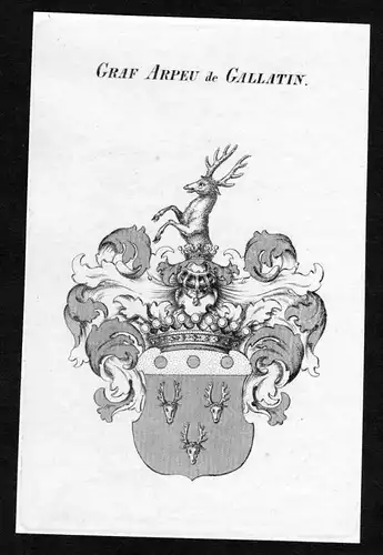 Graf Arpeu de Gallatin - Arpeu de Gallatin Wappen Adel coat of arms heraldry Heraldik Kupferstich