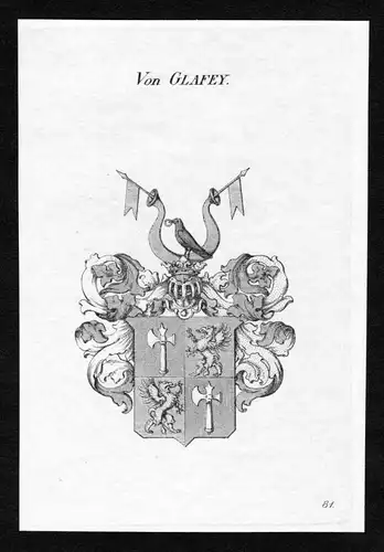 Von Glafey - Glafey Wappen Adel coat of arms heraldry Heraldik Kupferstich