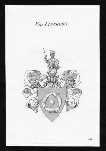 Von Fischern - Fischern Wappen Adel coat of arms heraldry Heraldik Kupferstich