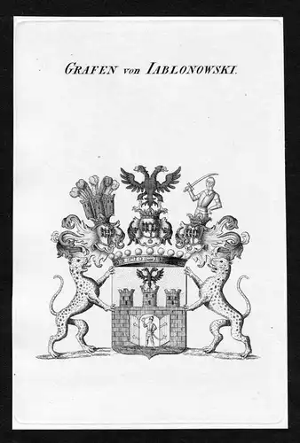 Grafen von Iablonowski - Jablonowski Wappen Adel coat of arms heraldry Heraldik Kupferstich