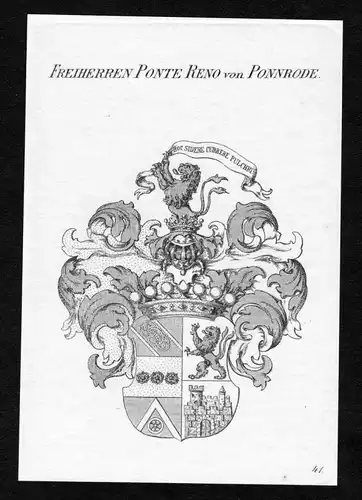 Freiherren Ponte Reno von Ponnrode - Ponte Reno von Ponnrode Wappen Adel coat of arms heraldry Heraldik Kupfer