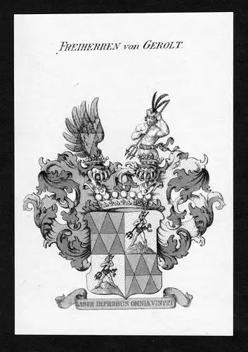 Freiherren von Gerolt - Gerolt Wappen Adel coat of arms heraldry Heraldik Kupferstich
