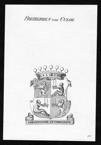 Freiherren von Culoz - Culoz Wappen Adel coat of arms heraldry Heraldik Kupferstich