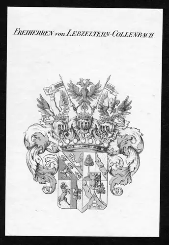 Freiherren von Lebzeltern-Collenbach - Lebzeltern-Collenbach Wappen Adel coat of arms heraldry Heraldik Kupfer