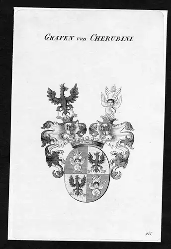 Grafen von Cherubini - Cherubini Wappen Adel coat of arms heraldry Heraldik Kupferstich