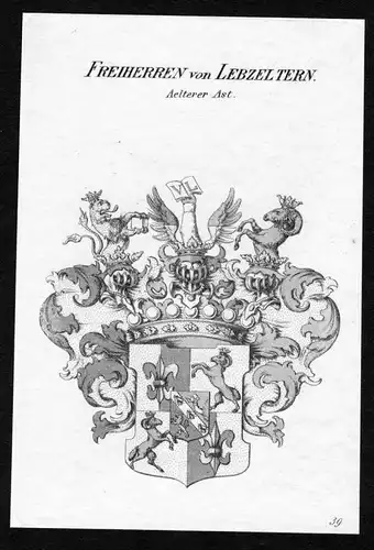 Freiherren von Lebzeltern, Aelterer Ast - Lebzeltern Wappen Adel coat of arms heraldry Heraldik Kupferstich