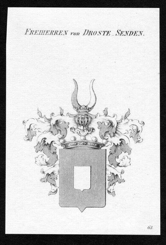 ca 1820 Schuler Schüler Senden Sehnden Wappen Adel coat of arms Kupferstich 