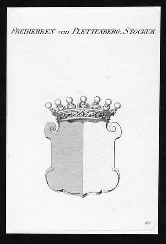 Freiherren von Plettenberg-Stockum - Plettenberg-Stockum Wappen Adel coat of arms heraldry Heraldik Kupferstic