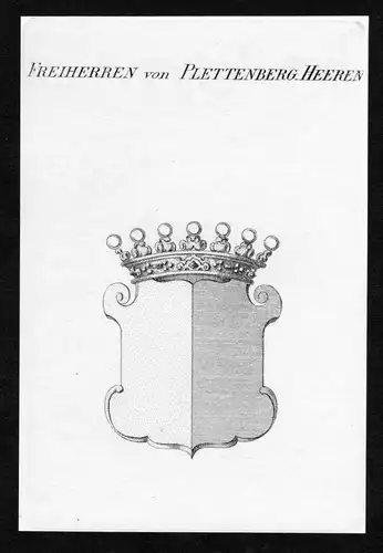 Freiherren von Plettenberg-Heeren - Plettenberg-Heeren Wappen Adel coat of arms heraldry Heraldik Kupferstich