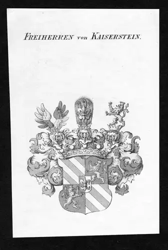 Freiherren von Kaiserstein - Kaiserstein Wappen Adel coat of arms heraldry Heraldik Kupferstich