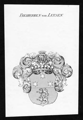 Freiherren von Leesen - Leesen Wappen Adel coat of arms heraldry Heraldik Kupferstich