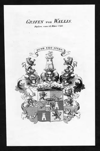 Grafen von Wallis - Wallis Wappen Adel coat of arms heraldry Heraldik Kupferstich