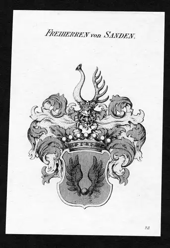 Freiherren von Sanden - Sanden Wappen Adel coat of arms heraldry Heraldik Kupferstich