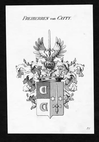 Freiherren von Catty - Catty Wappen Adel coat of arms heraldry Heraldik Kupferstich