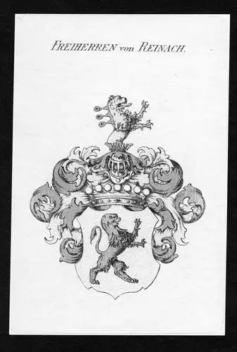 Freiherren von Reinach - Reinach Wappen Adel coat of arms heraldry Heraldik Kupferstich