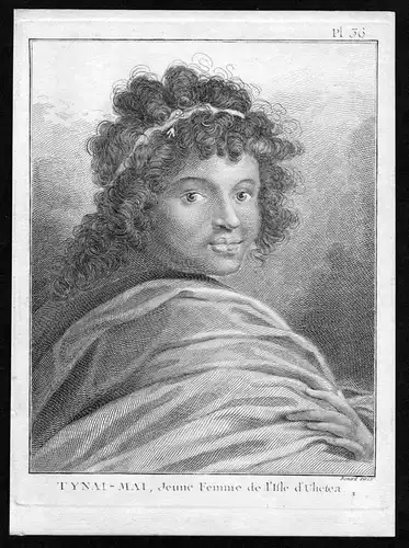 Tynai-Mai, Jeune Femme de l'Isle d'Ulietea - Raiatea French Polynesia Portrait Kupferstich