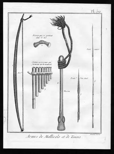 Armes & Mallicolo et de Tanna - Tanna Island weapon Vanuatu Australia Kupferstich