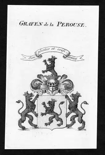 Grafen de la Perouse - Perouse Wappen Adel coat of arms Kupferstich  heraldry Heraldik