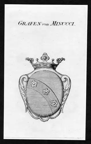 Grafen von Minucci - Minucci Wappen Adel coat of arms Kupferstich  heraldry Heraldik