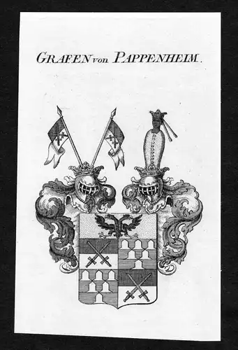 Grafen von Pappenheim - Pappenheim Wappen Adel coat of arms Kupferstich  heraldry Heraldik