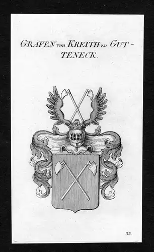 Grafen von Kreith zu Guteneck - Kreith Guteneck Wappen Adel coat of arms Kupferstich  heraldry Heraldik