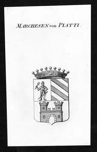 Marchesen von Piatti - Piatti Wappen Adel coat of arms Kupferstich  heraldry Heraldik
