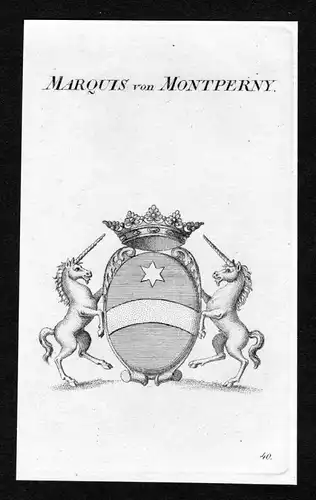 Marquis von Montperny - Montperny Wappen Adel coat of arms Kupferstich  heraldry Heraldik