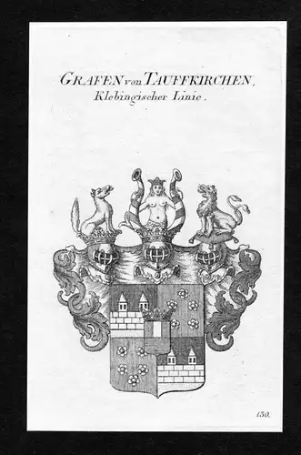 Grafen von Tauffkirchen, Klebingischer Linie - Tauffkirchen Wappen Adel coat of arms Kupferstich  heraldry Her