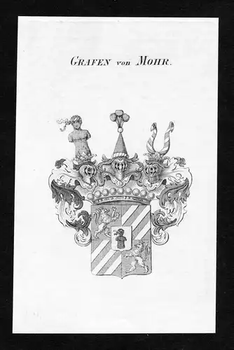 Grafen von Mohr - Mohr Wappen Adel coat of arms Kupferstich  heraldry Heraldik