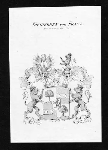 Freiherren von Franz - Franz Wappen Adel coat of arms Kupferstich  heraldry Heraldik
