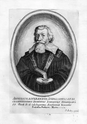 Admodum reverendus .. Iohannes Himmelius - Johann Himmel Jena Theologe Portrait Kupferstich