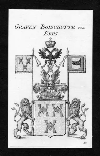 Grafen Boischotte von Erps - Boischotte von Erps Wappen Adel coat of arms Kupferstich  heraldry Heraldik