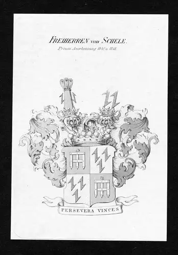 Freiherren von Schele - Schele Wappen Adel coat of arms Kupferstich  heraldry Heraldik